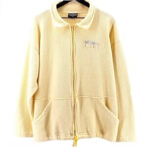 90s pastel yellow fuzzy fleece jacket 1990s vintage